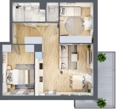 3 pokoje, mieszkanie 57,57 m², piętro 2, oferta nr B3.02.30, Południe Vita etap IV, Gdańsk, Orunia Górna-Gdańsk Południe, ul. Kazimierza Wielkiego 