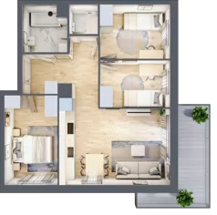 4 pokoje, mieszkanie 60,26 m², piętro 3, oferta nr B4.03.49, Południe Vita etap IV, Gdańsk, Orunia Górna-Gdańsk Południe, ul. Kazimierza Wielkiego 