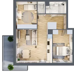 3 pokoje, mieszkanie 60,98 m², piętro 2, oferta nr B6.02.37, Południe Vita etap IV, Gdańsk, Orunia Górna-Gdańsk Południe, ul. Kazimierza Wielkiego 
