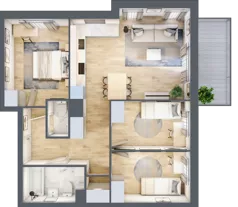 4 pokoje, mieszkanie 68,24 m², piętro 1, oferta nr B6.01.17, Południe Vita etap IV, Gdańsk, Orunia Górna-Gdańsk Południe, ul. Kazimierza Wielkiego 
