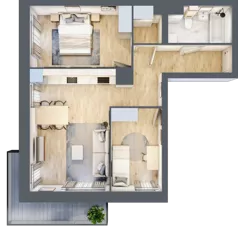 3 pokoje, mieszkanie 57,61 m², piętro 4, oferta nr M1/1/4/46, Przy Parku Vita II etap, Wrocław, Tarnogaj, Krzyki, ul. Międzyleska 2