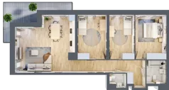 4 pokoje, mieszkanie 87,56 m², piętro 1, oferta nr M1/1/1/08, Przy Parku Vita II etap, Wrocław, Tarnogaj, Krzyki, ul. Międzyleska 2
