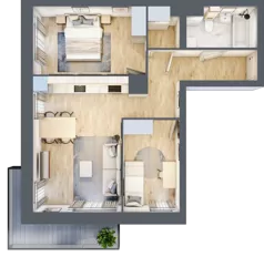 3 pokoje, mieszkanie 57,61 m², piętro 3, oferta nr M1/1/3/33, Przy Parku Vita II etap, Wrocław, Tarnogaj, Krzyki, ul. Międzyleska 2