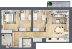 4 pokoje, mieszkanie 81,90 m², piętro 2, oferta nr M1/1/2/22, Przy Parku Vita II etap, Wrocław, Tarnogaj, Krzyki, ul. Międzyleska 2
