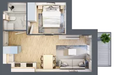 2 pokoje, mieszkanie 34,68 m², piętro 3, oferta nr M1/1/3/37, Przy Parku Vita II etap, Wrocław, Tarnogaj, Krzyki, ul. Międzyleska 2
