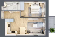 2 pokoje, mieszkanie 38,94 m², piętro 2, oferta nr M1/1/2/25, Przy Parku Vita II etap, Wrocław, Tarnogaj, Krzyki, ul. Międzyleska 2