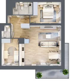3 pokoje, mieszkanie 63,62 m², piętro 2, oferta nr M1/1/2/27, Przy Parku Vita II etap, Wrocław, Tarnogaj, Krzyki, ul. Międzyleska 2