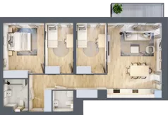 4 pokoje, mieszkanie 81,90 m², piętro 1, oferta nr M1/1/1/09, Przy Parku Vita II etap, Wrocław, Tarnogaj, Krzyki, ul. Międzyleska 2