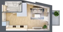 1 pokój, mieszkanie 26,21 m², piętro 1, oferta nr A/KL1/1/03, Podhalańska Vita, Wrocław, Żerniki, Złotniki, ul. Podhalańska
