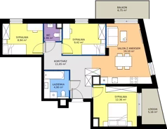 4 pokoje, mieszkanie 67,73 m², piętro 2, oferta nr A/KL1/2/02, Podhalańska Vita, Wrocław, Żerniki, Złotniki, ul. Podhalańska
