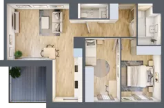 3 pokoje, mieszkanie 59,61 m², piętro 1, oferta nr A/KL3/1/02, Podhalańska Vita, Wrocław, Żerniki, Złotniki, ul. Podhalańska