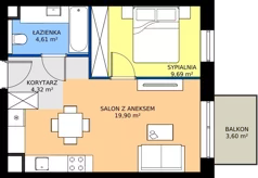 2 pokoje, mieszkanie 38,52 m², piętro 1, oferta nr A/KL2/1/06, Podhalańska Vita, Wrocław, Żerniki, Złotniki, ul. Podhalańska