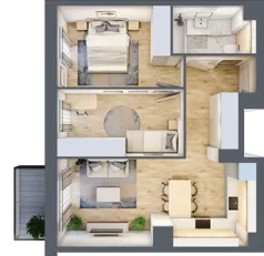 3 pokoje, mieszkanie 51,88 m², piętro 1, oferta nr A/KL2/1/01, Podhalańska Vita, Wrocław, Żerniki, Złotniki, ul. Podhalańska