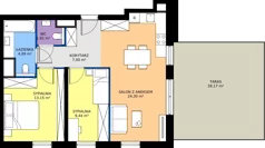 3 pokoje, mieszkanie 60,79 m², piętro 3, oferta nr A/KL2/3/03, Podhalańska Vita, Wrocław, Żerniki, Złotniki, ul. Podhalańska