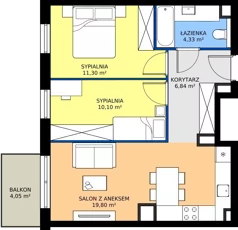 3 pokoje, mieszkanie 52,37 m², piętro 2, oferta nr A/KL2/2/01, Podhalańska Vita, Wrocław, Żerniki, Złotniki, ul. Podhalańska