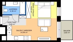 1 pokój, mieszkanie 31,06 m², piętro 1, oferta nr A/KL2/1/05, Podhalańska Vita, Wrocław, Żerniki, Złotniki, ul. Podhalańska