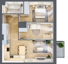 3 pokoje, mieszkanie 53,29 m², piętro 1, oferta nr A/KL2/1/04, Podhalańska Vita, Wrocław, Żerniki, Złotniki, ul. Podhalańska