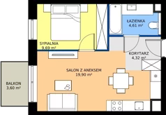 2 pokoje, mieszkanie 38,52 m², piętro 1, oferta nr A/KL2/1/13, Podhalańska Vita, Wrocław, Żerniki, Złotniki, ul. Podhalańska