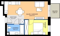 2 pokoje, mieszkanie 37,86 m², piętro 1, oferta nr A/KL2/1/03, Podhalańska Vita, Wrocław, Żerniki, Złotniki, ul. Podhalańska