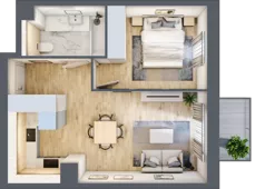 2 pokoje, mieszkanie 39,06 m², piętro 1, oferta nr A/KL2/1/07, Podhalańska Vita, Wrocław, Żerniki, Złotniki, ul. Podhalańska