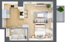 1 pokój, mieszkanie 33,15 m², piętro 1, oferta nr A/KL2/1/09, Podhalańska Vita, Wrocław, Żerniki, Złotniki, ul. Podhalańska