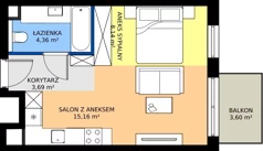 1 pokój, mieszkanie 31,35 m², piętro 2, oferta nr A/KL2/2/05, Podhalańska Vita, Wrocław, Żerniki, Złotniki, ul. Podhalańska