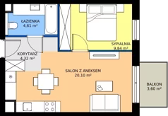 2 pokoje, mieszkanie 38,87 m², piętro 2, oferta nr A/KL2/2/06, Podhalańska Vita, Wrocław, Żerniki, Złotniki, ul. Podhalańska