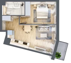 2 pokoje, mieszkanie 38,42 m², piętro 2, oferta nr A/KL2/2/08, Podhalańska Vita, Wrocław, Żerniki, Złotniki, ul. Podhalańska