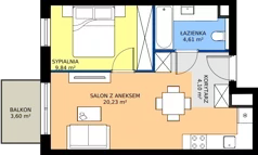 2 pokoje, mieszkanie 38,78 m², piętro 2, oferta nr A/KL1/2/05, Podhalańska Vita, Wrocław, Żerniki, Złotniki, ul. Podhalańska