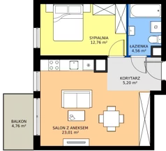 2 pokoje, mieszkanie 45,53 m², piętro 1, oferta nr 012/7, Aleje Praskie VII, Warszawa, Praga Południe, Kamionek, ul. Podskarbińska/ Iławska