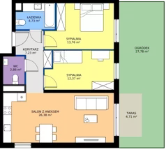 3 pokoje, mieszkanie 60,24 m², piętro 1, oferta nr 013/7, Aleje Praskie VII, Warszawa, Praga Południe, Kamionek, ul. Podskarbińska/ Iławska