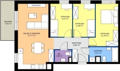 4 pokoje, mieszkanie 75,90 m², piętro 1, oferta nr 061/7, Aleje Praskie VII, Warszawa, Praga Południe, Kamionek, ul. Podskarbińska/ Iławska
