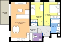 3 pokoje, mieszkanie 60,24 m², piętro 1, oferta nr 013/7, Aleje Praskie VII, Warszawa, Praga Południe, Kamionek, ul. Podskarbińska/ Iławska