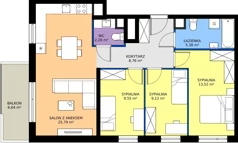 4 pokoje, mieszkanie 74,38 m², piętro 3, oferta nr 078/7, Aleje Praskie VII, Warszawa, Praga Południe, Kamionek, ul. Podskarbińska/ Iławska