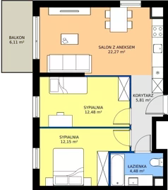 3 pokoje, mieszkanie 57,19 m², piętro 1, oferta nr 009/7, Aleje Praskie VII, Warszawa, Praga Południe, Kamionek, ul. Podskarbińska/ Iławska