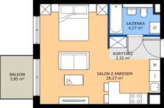 1 pokój, mieszkanie 33,86 m², piętro 3, oferta nr D.111, Centralna Vita etap III, Kraków, Czyżyny, ul. Ciesielskiego