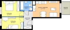 3 pokoje, mieszkanie 51,60 m², piętro 3, oferta nr D.022, Centralna Vita etap III, Kraków, Czyżyny, ul. Ciesielskiego