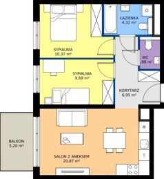 3 pokoje, mieszkanie 54,08 m², piętro 4, oferta nr D.273, Centralna Vita etap III, Kraków, Czyżyny, ul. Ciesielskiego