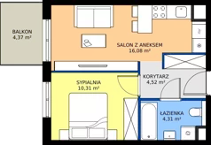 2 pokoje, mieszkanie 35,22 m², piętro 1, oferta nr D.008, Centralna Vita etap III, Kraków, Czyżyny, ul. Ciesielskiego