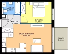 2 pokoje, mieszkanie 41,31 m², piętro 2, oferta nr D.084, Centralna Vita etap III, Kraków, Czyżyny, ul. Ciesielskiego