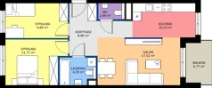 3 pokoje, mieszkanie 64,39 m², piętro 6, oferta nr D.101, Centralna Vita etap III, Kraków, Czyżyny, ul. Ciesielskiego