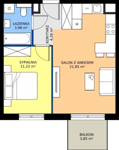 2 pokoje, mieszkanie 41,31 m², piętro 6, oferta nr D.075, Centralna Vita etap III, Kraków, Czyżyny, ul. Ciesielskiego