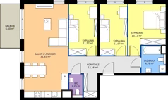4 pokoje, mieszkanie 86,57 m², piętro 2, oferta nr D.015, Centralna Vita etap III, Kraków, Czyżyny, ul. Ciesielskiego
