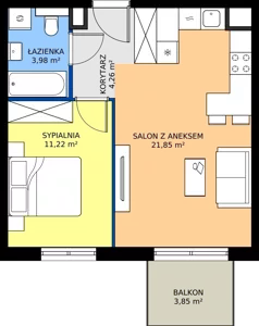 2 pokoje, mieszkanie 41,31 m², piętro 5, oferta nr D.072, Centralna Vita etap III, Kraków, Czyżyny, ul. Ciesielskiego