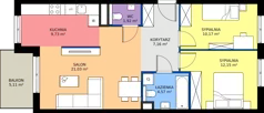 3 pokoje, mieszkanie 66,73 m², piętro 6, oferta nr D.074, Centralna Vita etap III, Kraków, Czyżyny, ul. Ciesielskiego