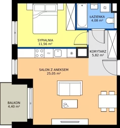 2 pokoje, mieszkanie 46,51 m², piętro 1, oferta nr D.251, Centralna Vita etap III, Kraków, Czyżyny, ul. Ciesielskiego