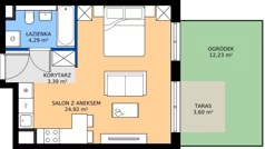 1 pokój, mieszkanie 32,60 m², parter, oferta nr D.001, Centralna Vita etap III, Kraków, Czyżyny, ul. Ciesielskiego