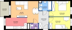 3 pokoje, mieszkanie 66,73 m², piętro 1, oferta nr D.200, Centralna Vita etap III, Kraków, Czyżyny, ul. Ciesielskiego