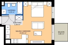1 pokój, mieszkanie 32,60 m², piętro 1, oferta nr D.005, Centralna Vita etap III, Kraków, Czyżyny, ul. Ciesielskiego