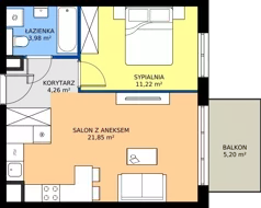 2 pokoje, mieszkanie 41,31 m², piętro 6, oferta nr D.100, Centralna Vita etap III, Kraków, Czyżyny, ul. Ciesielskiego
